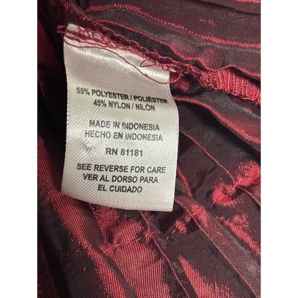 Agara Womens Pleated Button-Up Blouse With Ruffled Cuffs - Medium Elegant Burgun - Picture 7 of 9